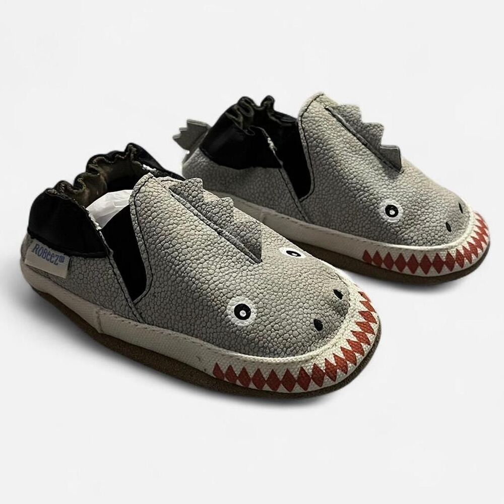 Robeez Men's Grey and White First-shoes-baby-shoes